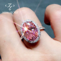 Cost-effective luxury 925 sterling silver oval dove egg cz diamond retro pink micro setting ring